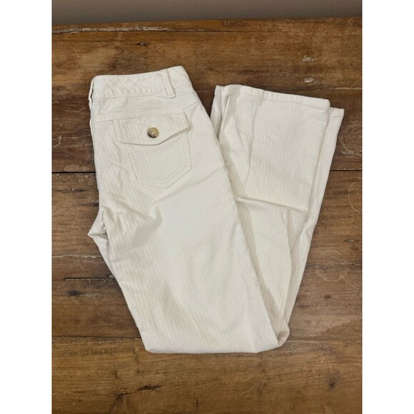 Banana Republic High Rise Flare Leg Corduroy Pants Winter White 4 Stretch - Picture 1 of 6